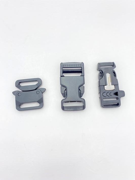 an image with three of the buckle options for lanyards