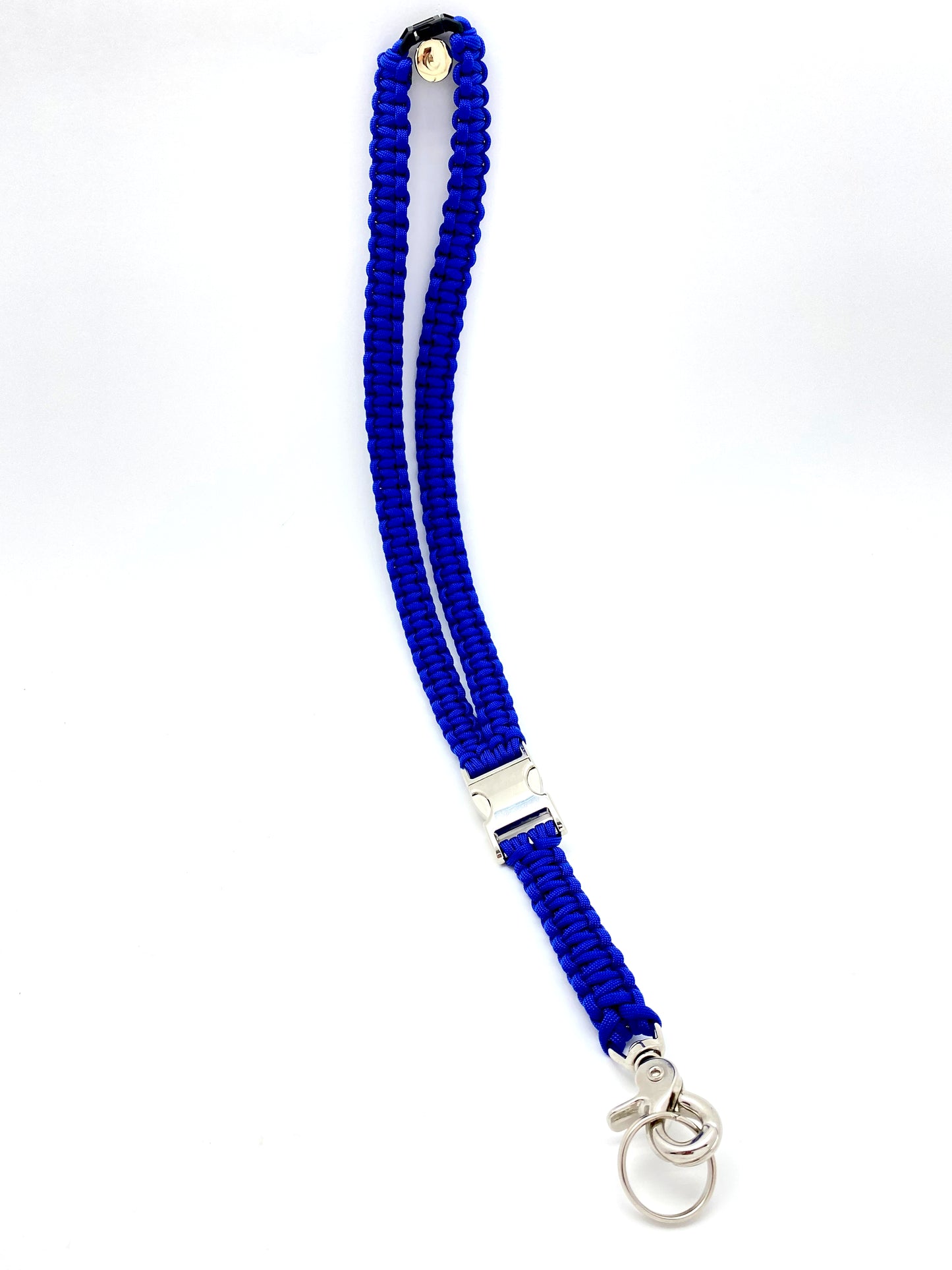 Premade Paracord Cobra Lanyard, Silver Hardware, Ultramarine Blue