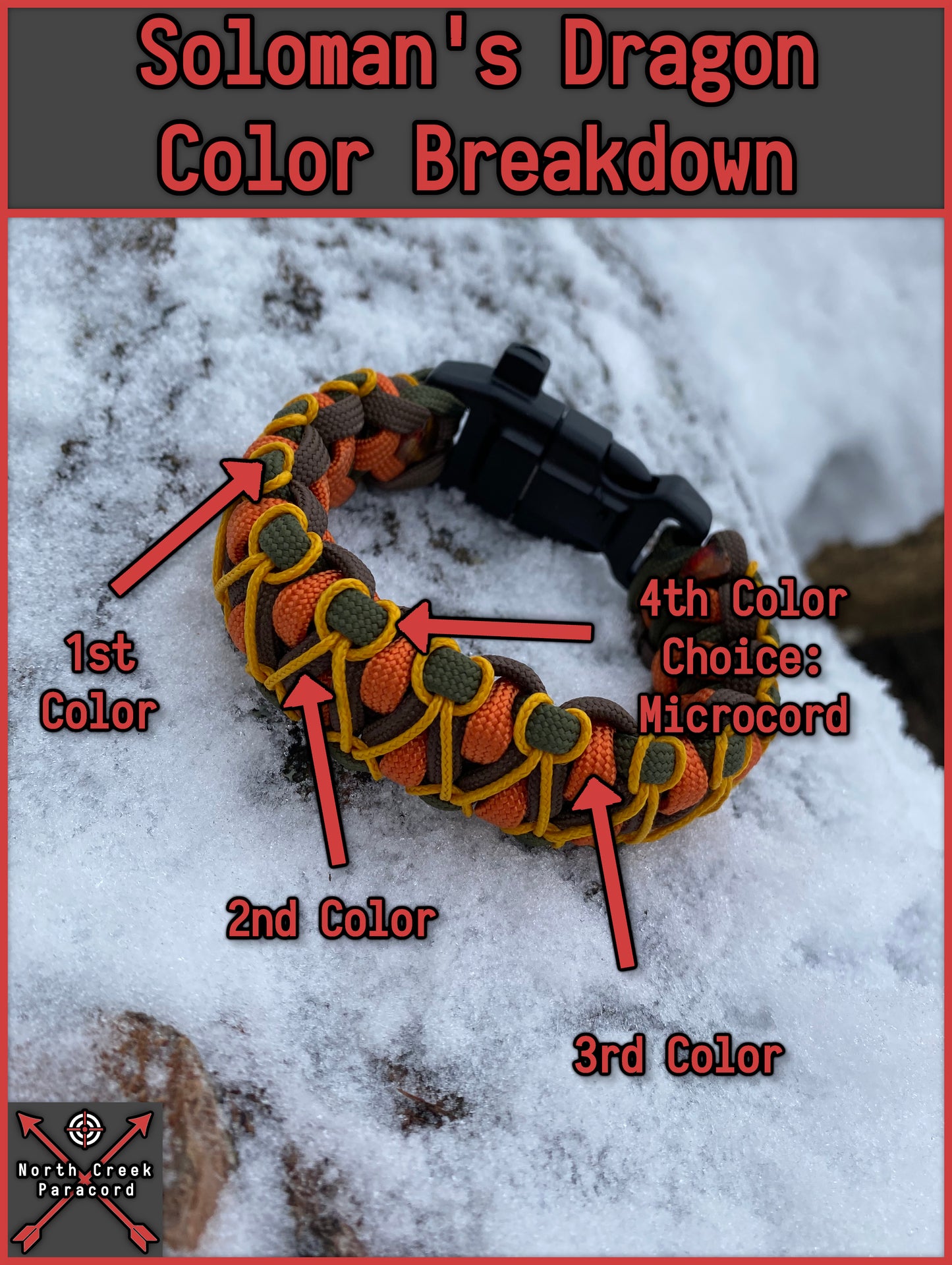 an infographic showing the customer which color choices show in the soloman's dragon weave