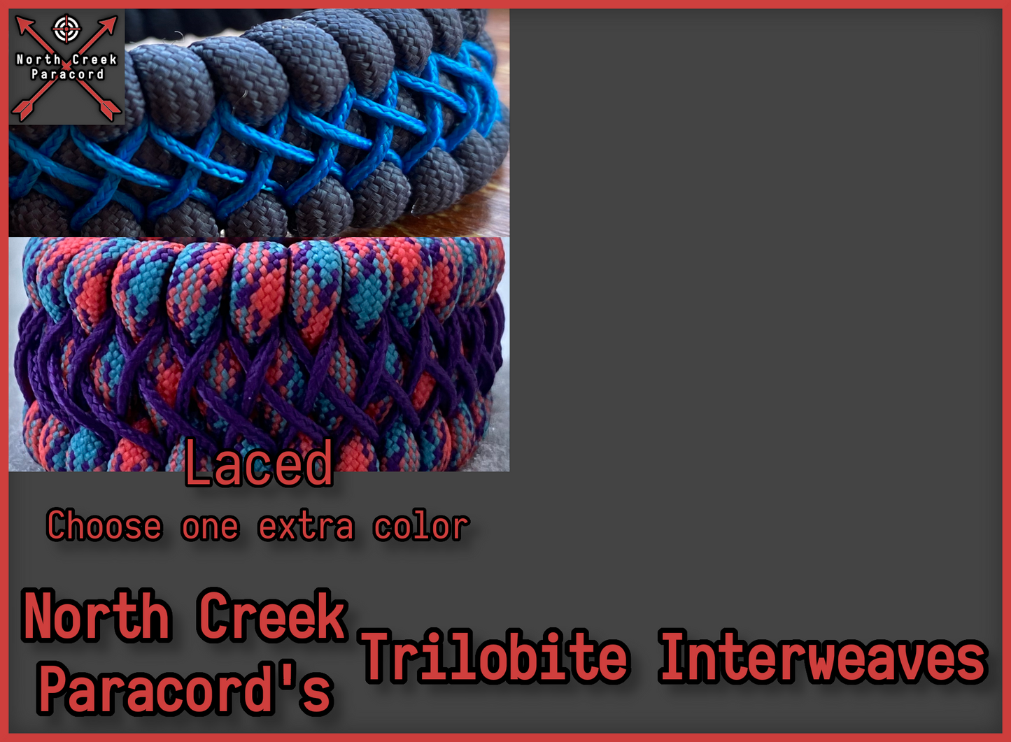 an infographic showing the trilobite weave stitching options and how many extra colors to choose for each stitching option.