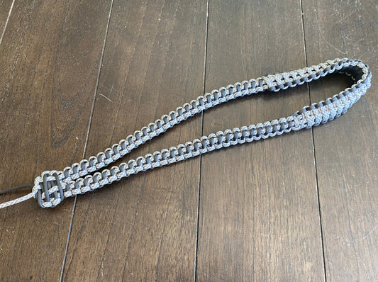Paracord Cobra Game Call Lanyard, White and Grey with 550 Interweave