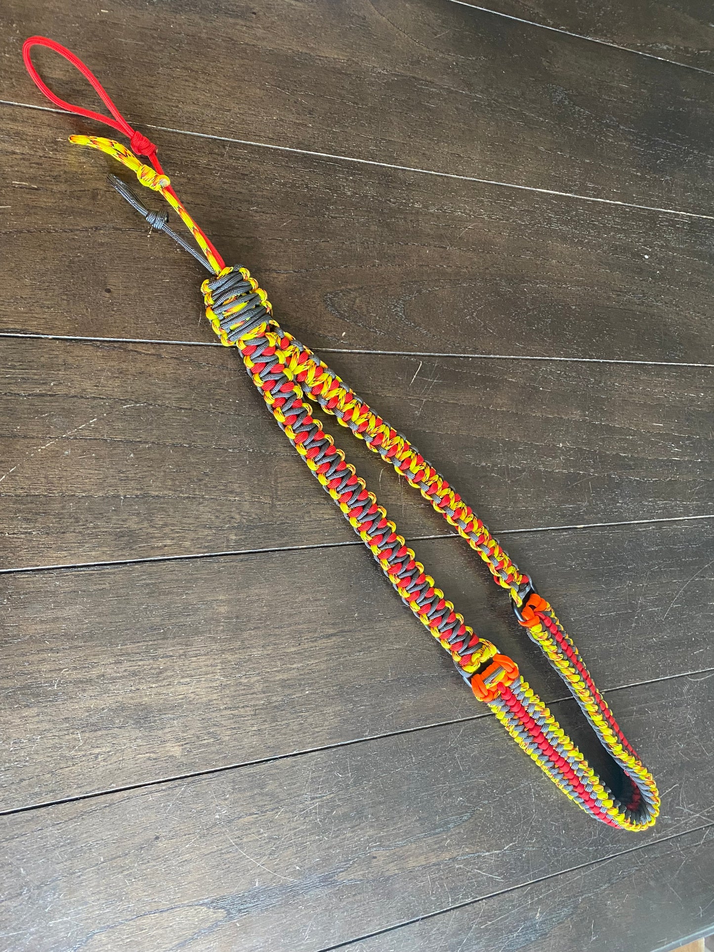 Paracord Solomon’s Dragon Game Call Lanyard, Sanctified Covenant, Flame, Dark Grey, and Red