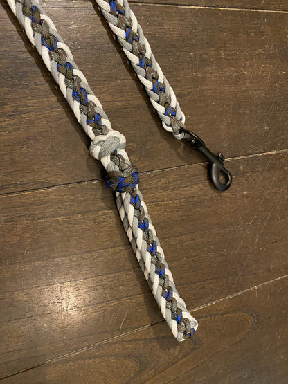 Premade Paracord Kara Yatsu Leash, Gray, White, Canis, and Cove, 30.25 inches long