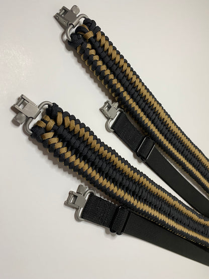 Custom Paracord Two-Point Rifle Sling, Sanctified Weave, Adjustable, Choose your own rifle clip, colors, and more