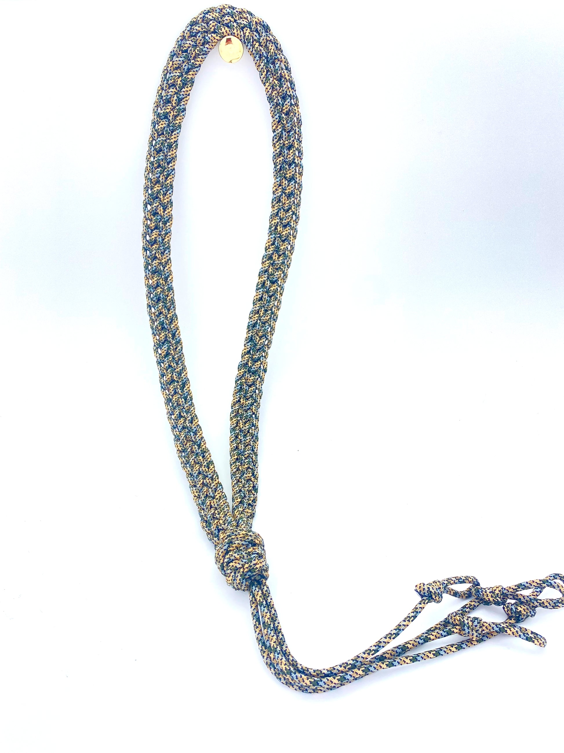 a paracord game call lanyard made with 550 waterfowl paracord in the flat Japanese weave.