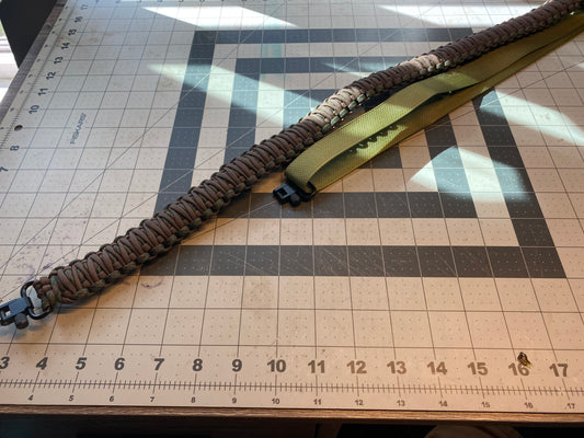 Premade Double Cobra Rifle Sling, Trilock Swivels, Brown and Wetland Camo