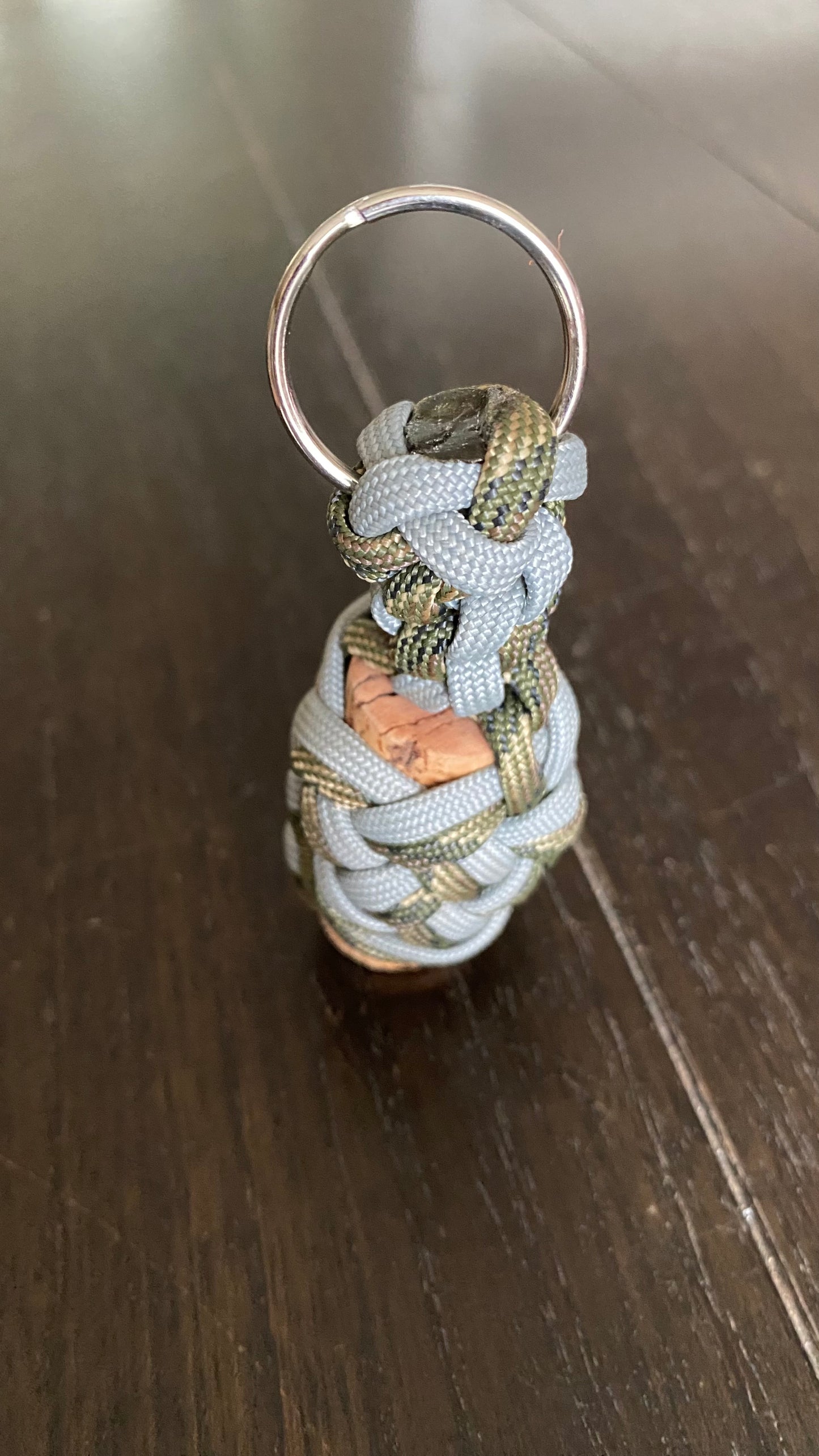 Premade Grey and Camo Boat 550 Paracord Keychain