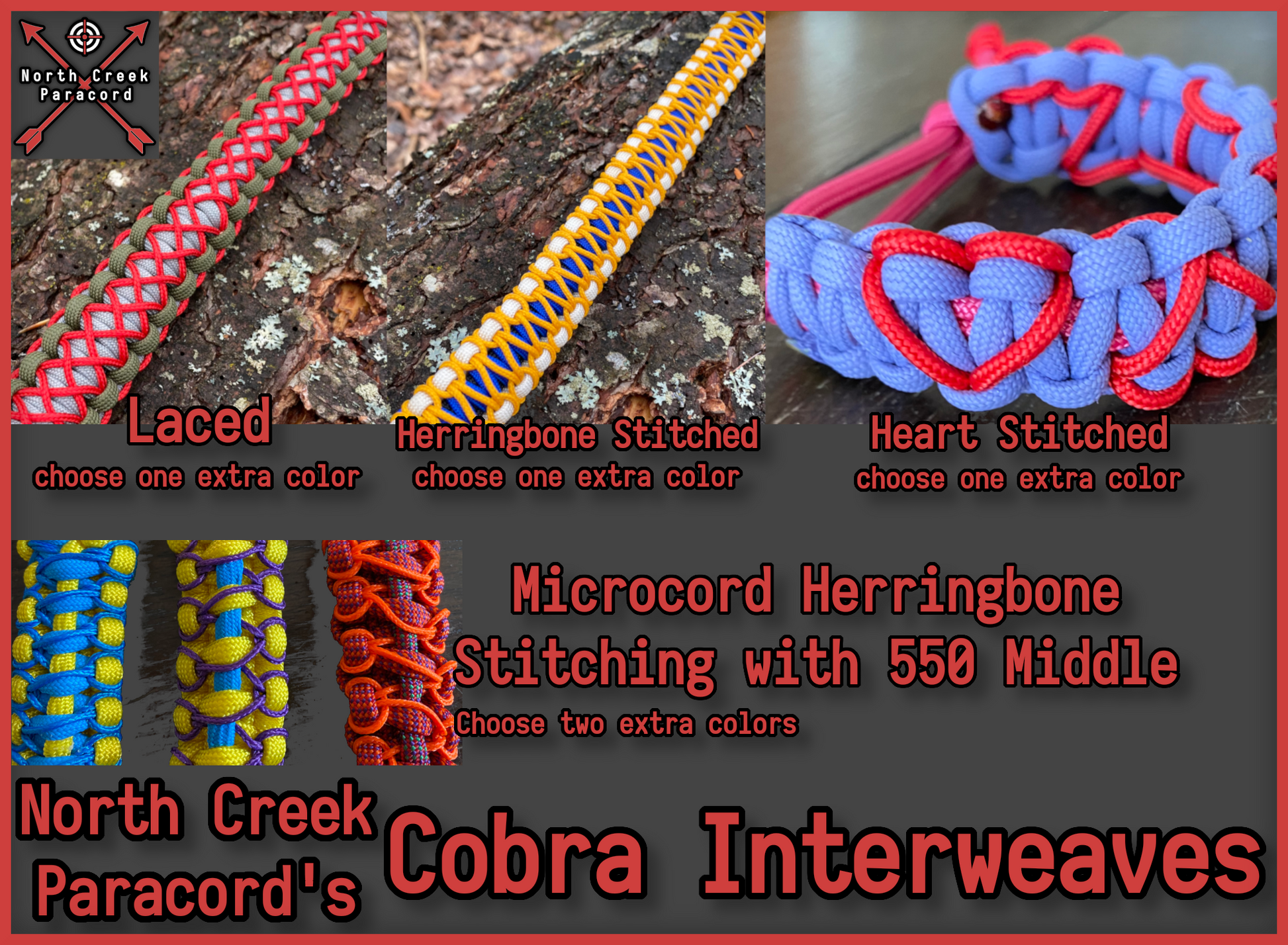 Paracord Bracelet Stitched Cobra Different Colours !