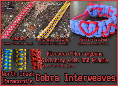 Custom Adjustable Cobra Bracelet, Choose Your Own Colors, Interweave Options, and Add-ons