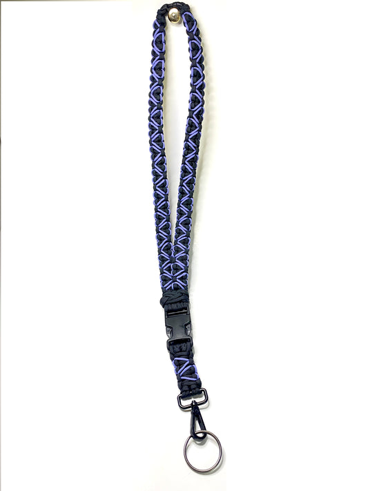 Premade Paracord Cobra Lanyard, Purple Heart-Stitched