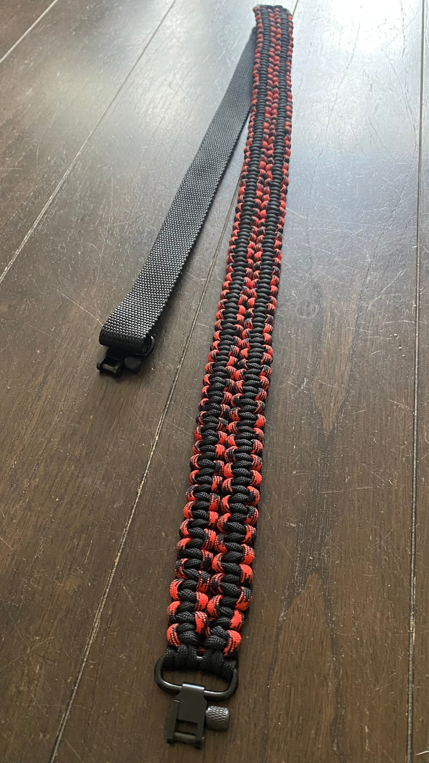 Premade Red and Black Paracord Trilock Adjustable Mated Cobra Rifle Sling