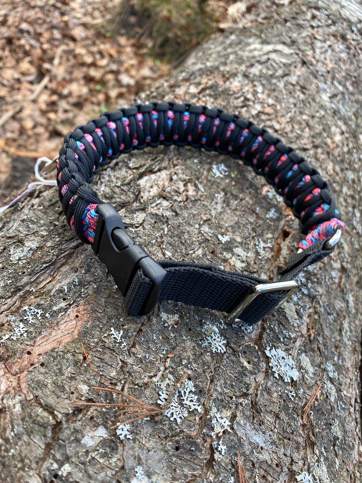 Custom Paracord Collar, Double Cobra Weave, Adjustable, Side Release Buckle