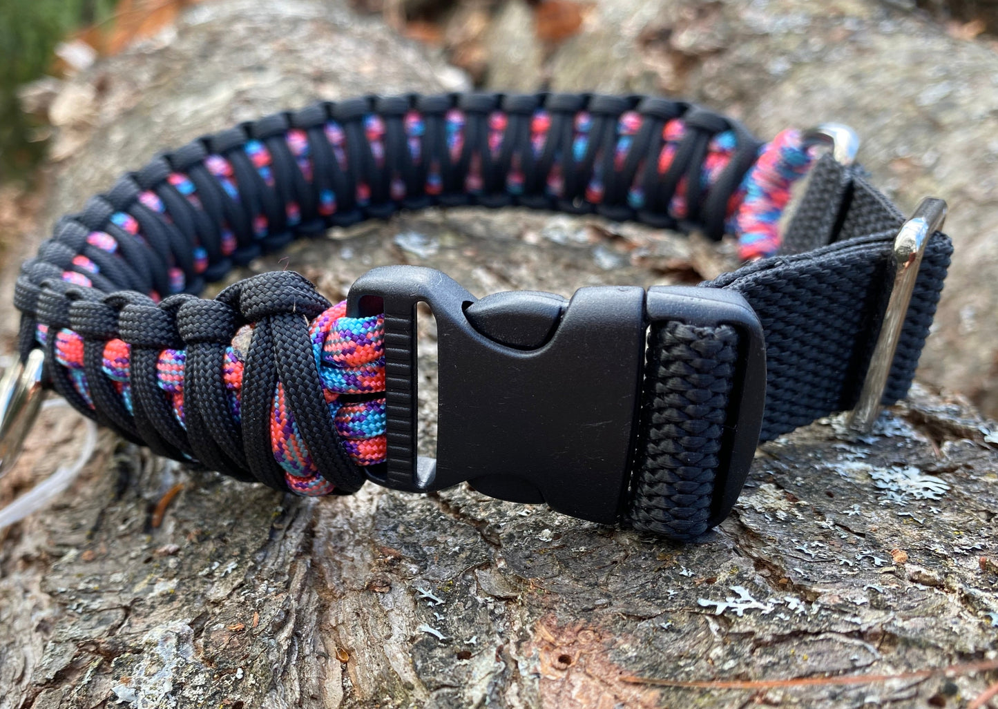 Custom Paracord Collar, Double Cobra Weave, Adjustable, Side Release Buckle