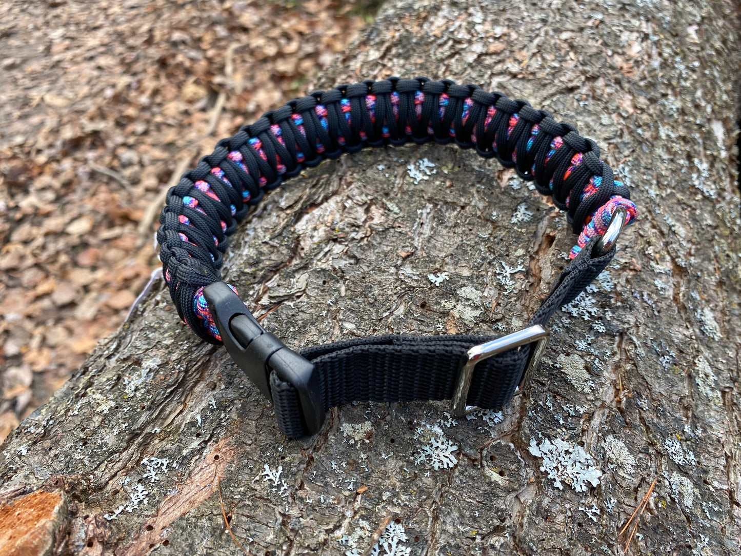 Custom Paracord Collar, Double Cobra Weave, Adjustable, Side Release Buckle