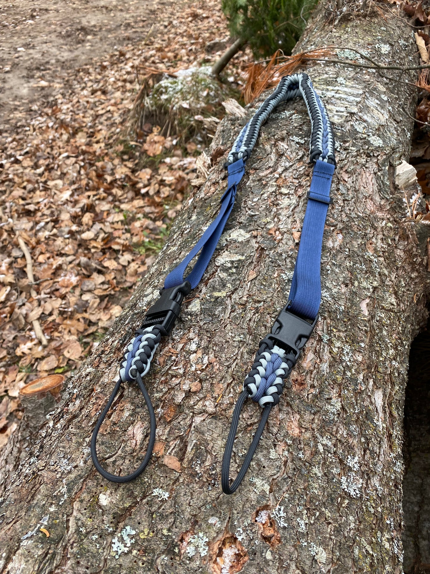 Premade Paracord Bow Sling, Adjustable, Modified Sanctified Weave, Black, Grey, Navy Blue