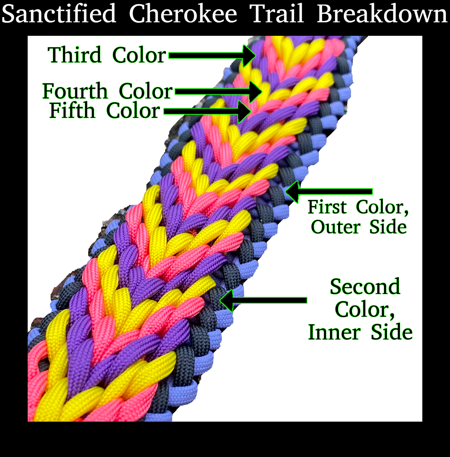 Custom Paracord Collar, Sanctified Cherokee Trail Weave, Adjustable, Side Release Buckle