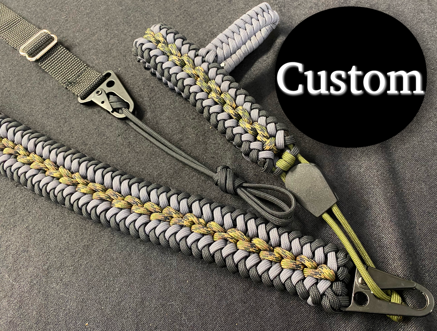 Custom Adjustable Paracord Sanctifed No-Drill Rifle Sling, Choose Your Colors and Stock Holder Type