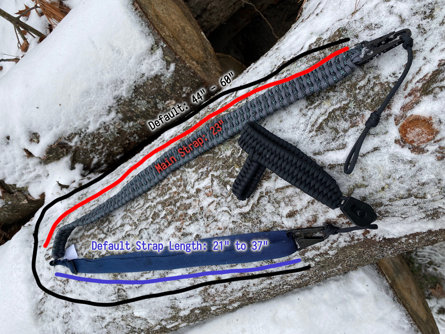 Custom Paracord Rifle Sling, Trilobite Weave, Adjustable, Choose your own rifle clip, and colors