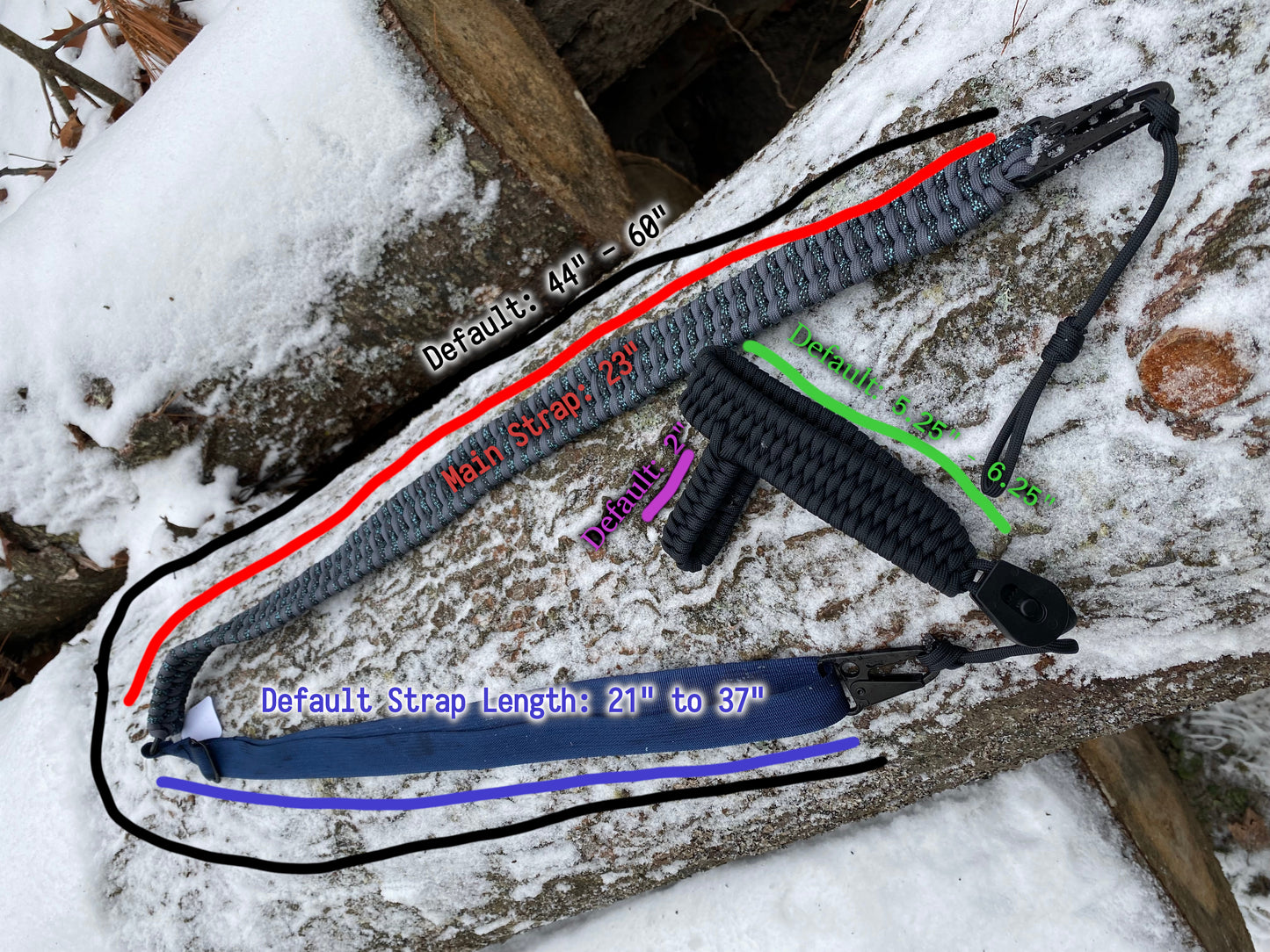 Custom Adjustable Paracord Trilobite No-Drill Rifle Sling, Choose Your Colors and Stock Holder Type